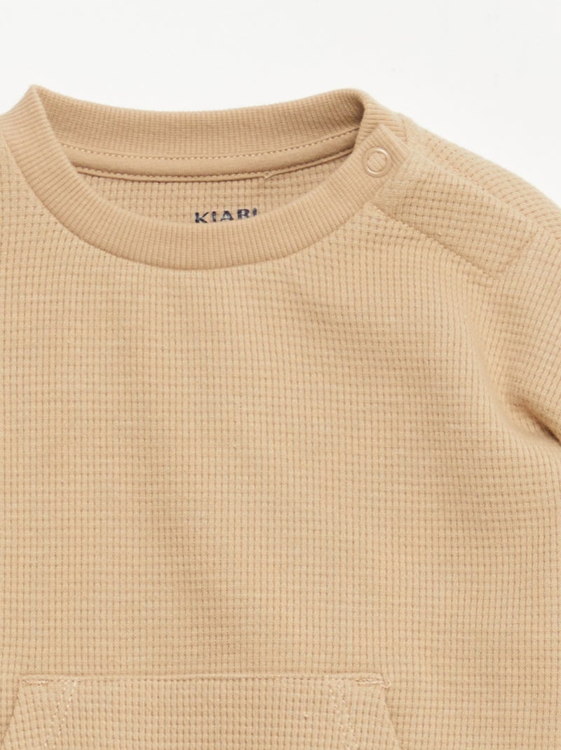 Setje met sweater + broek met honingraatstructuur - 2-delig Biege - Kiabi