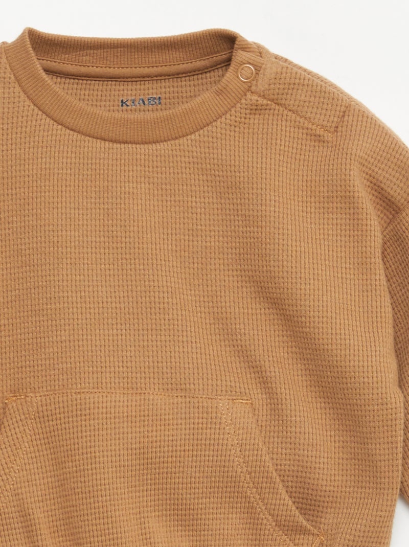 Setje met sweater + broek met honingraatstructuur - 2-delig Biege - Kiabi