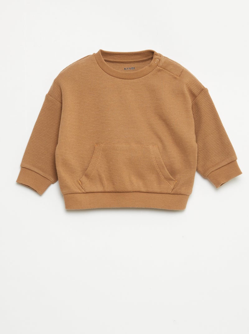 Setje met sweater + broek met honingraatstructuur - 2-delig Biege - Kiabi