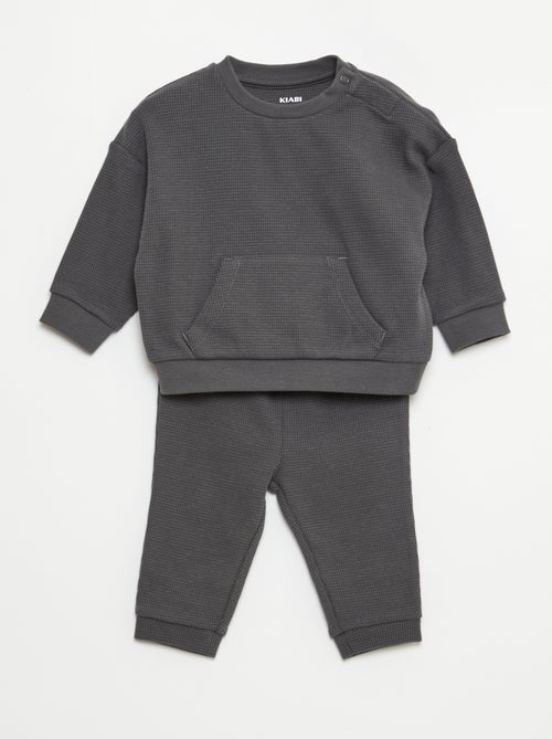 Setje met sweater + broek met honingraatstructuur - 2-delig - Kiabi