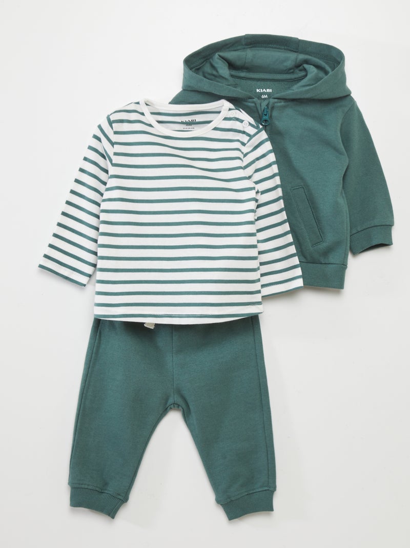 Setje met sweater + broek + T-shirt - 3 stuks GROEN - Kiabi