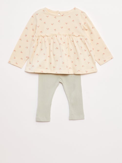 Setje met T-shirt + legging met ribbeltextuur - 2-delig - Kiabi