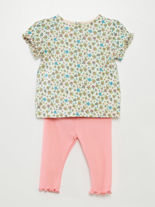 Setje met T-shirt + legging met ribbeltextuur - 2-delig - Kiabi