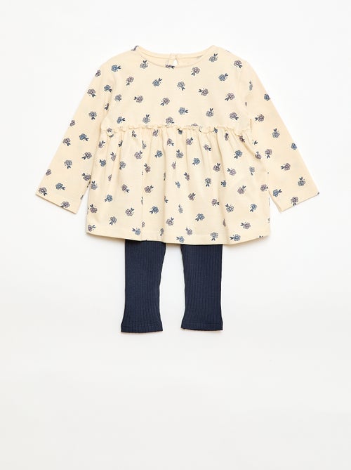 Setje met T-shirt + legging met ribbeltextuur - 2-delig - Kiabi