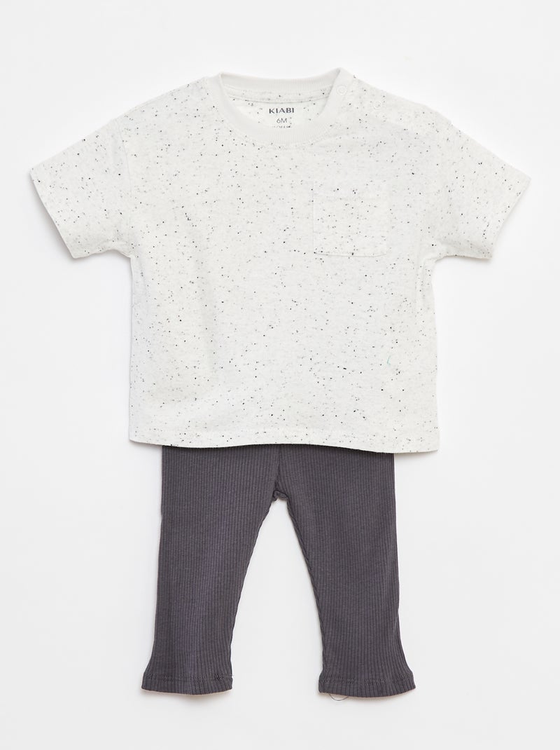 Setje met T-shirt met korte mouw + legging - 2-delig Wit - Kiabi