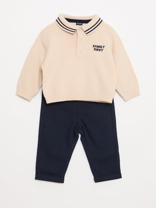 Setje met warm poloshirt + broek - 2-delig - Kiabi