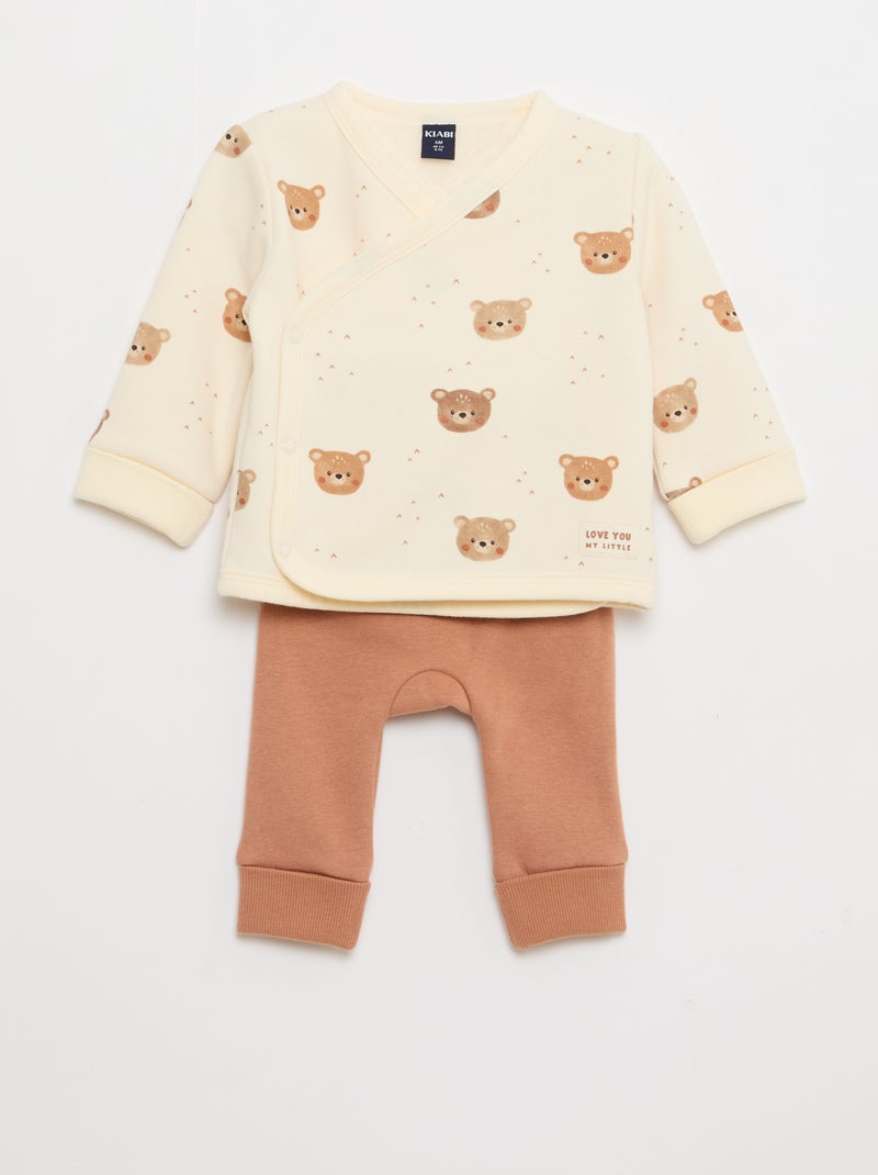 Setje: sweater + broek van joggingstof - 2-delig Wit - Kiabi