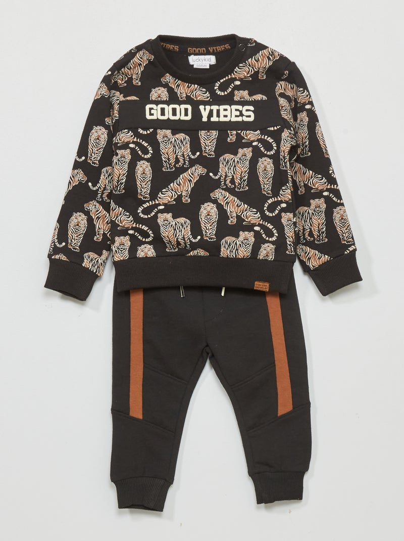 Setje: sweater + joggingbroek - 2-delig ZWART - Kiabi