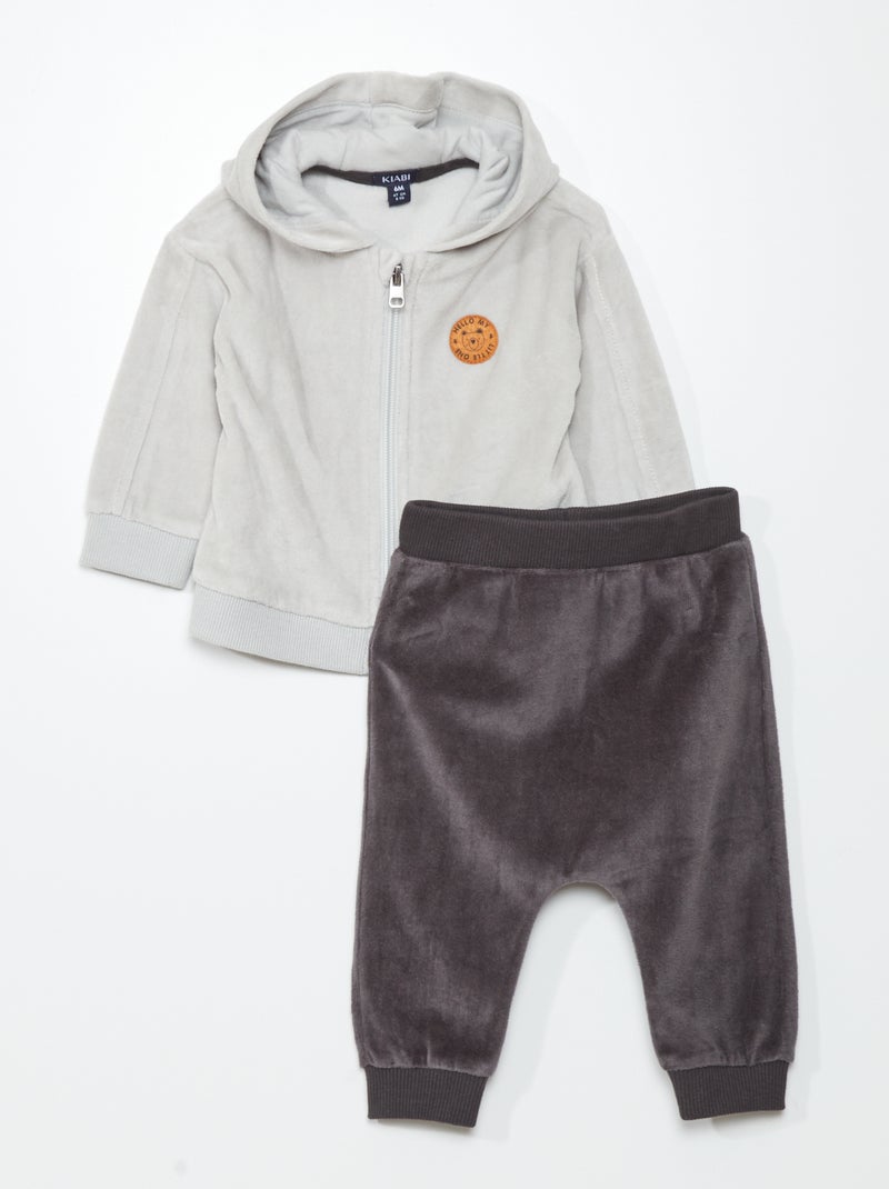 Setje: sweater met rits + broekje - 2-delig GRIJS - Kiabi