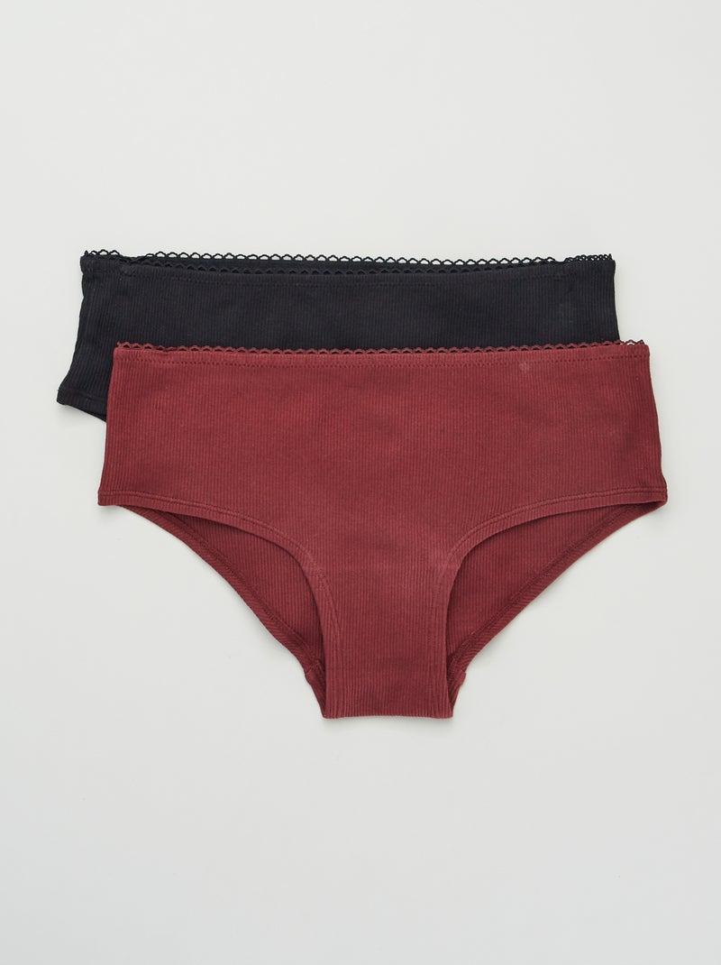 Setje van 2 hipsters van tricot PAARS - Kiabi