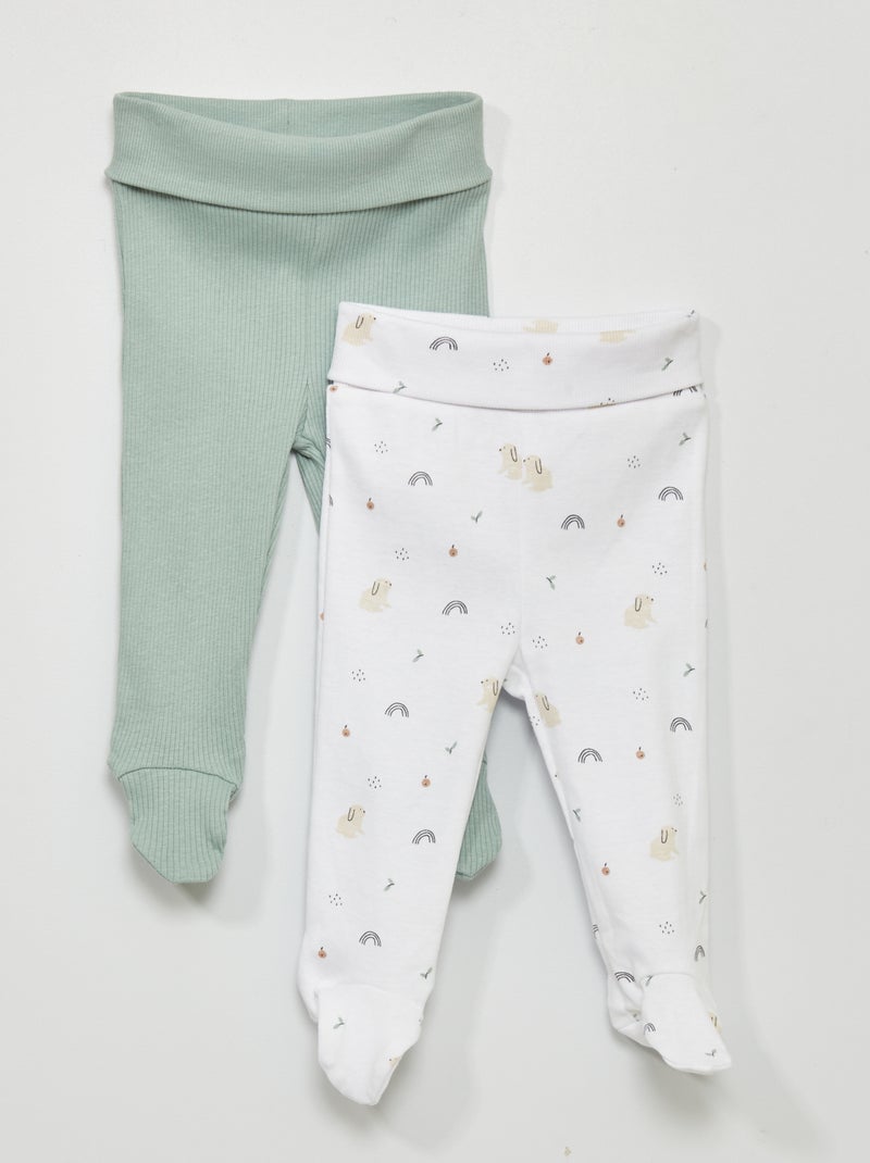 Setje van 2 leggings met voetjes WIT - Kiabi