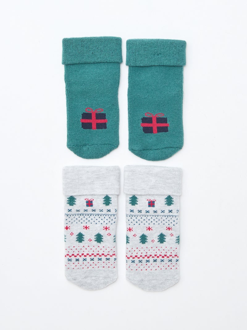 Setje van 2 paar geboortesokken Grijs - Kiabi