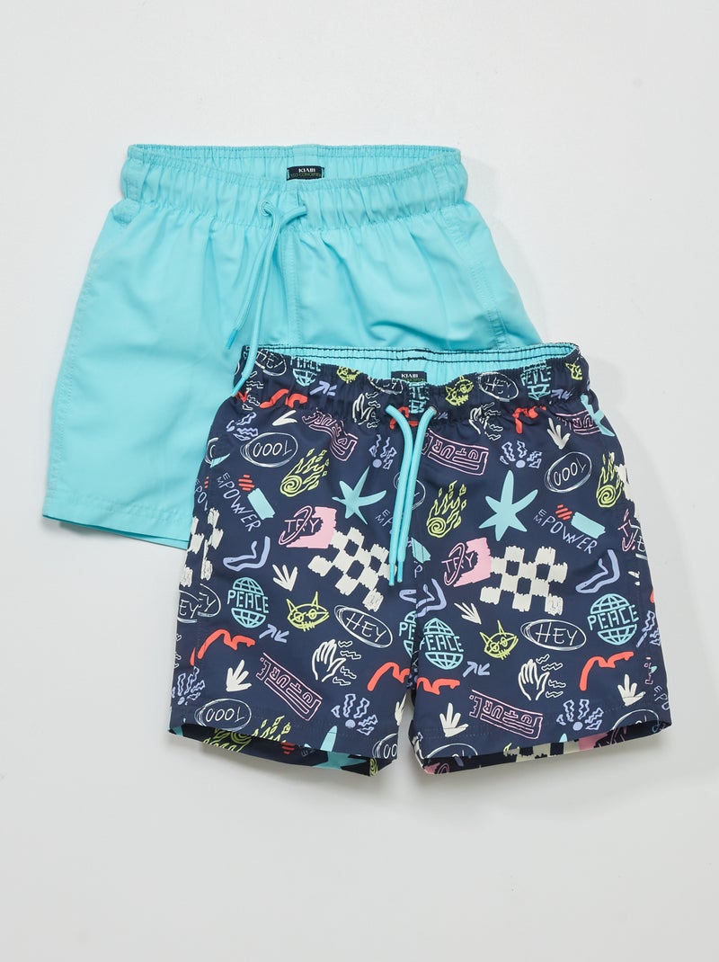 Setje van 2 zwemshorts BLAUW - Kiabi