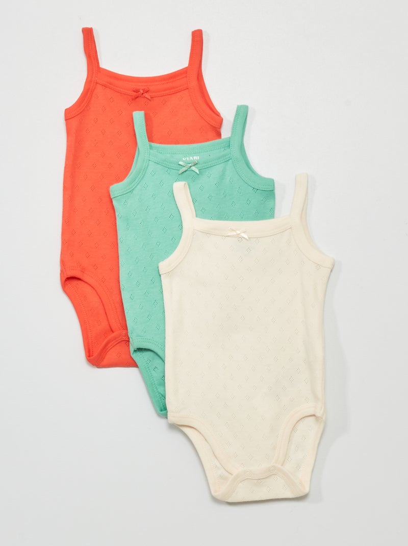 Setje van 3 body's met smalle bandjes ROOD - Kiabi