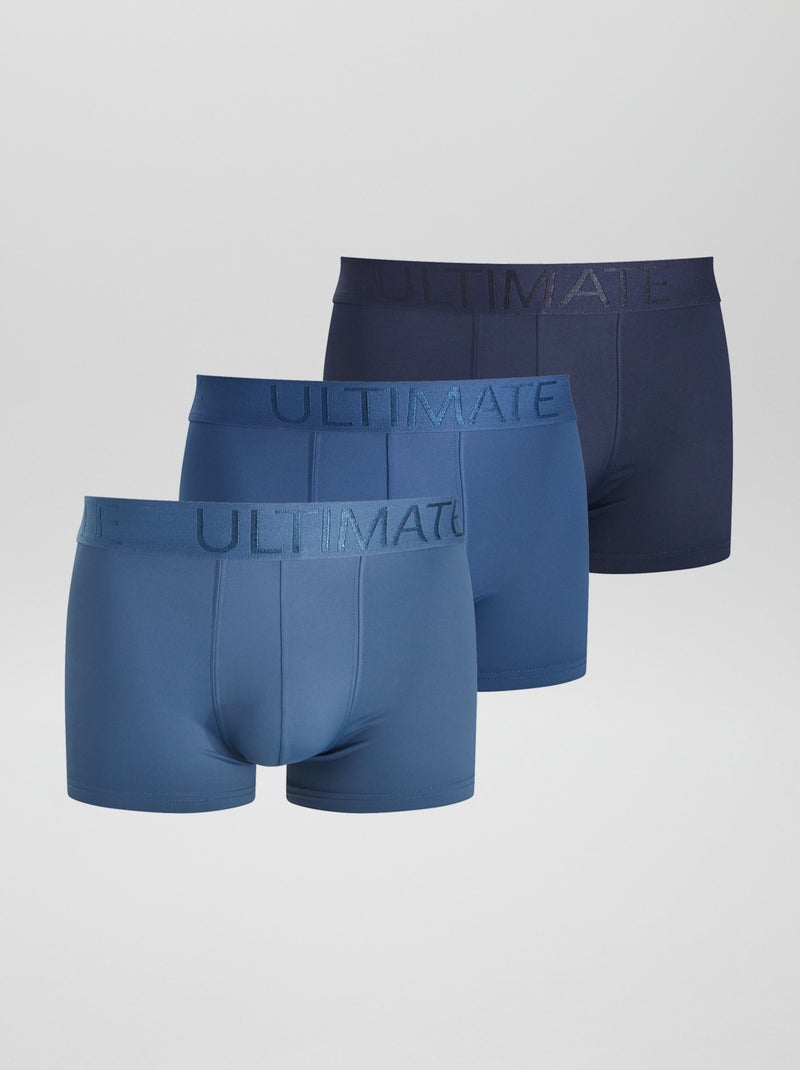 Setje van 3 boxershorts van stretch microvezel BLAUW - Kiabi