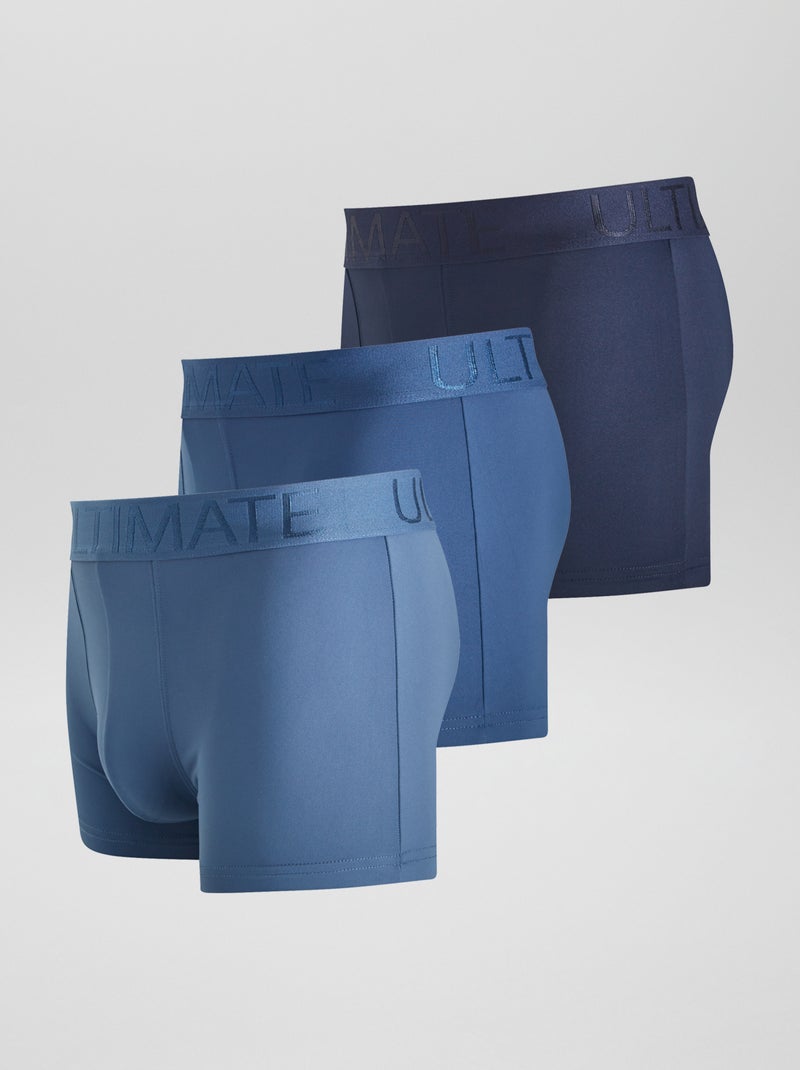 Setje van 3 boxershorts van stretch microvezel BLAUW - Kiabi