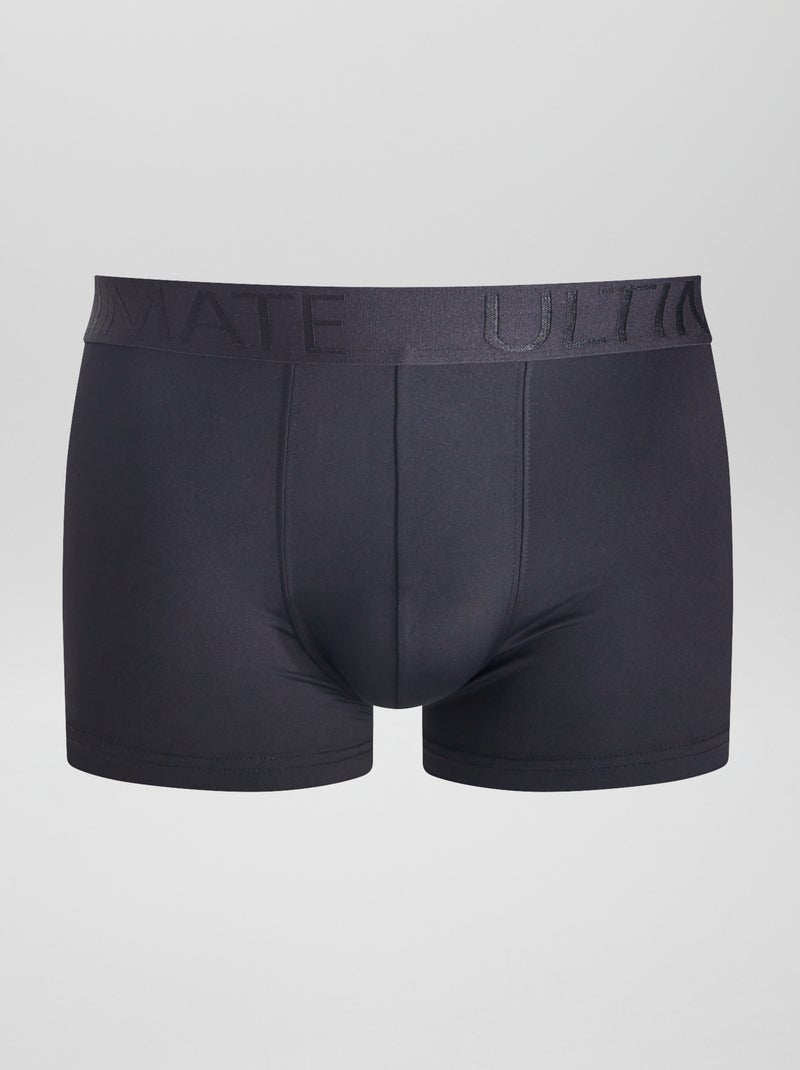 Setje van 3 boxershorts van stretch microvezel ZWART - Kiabi