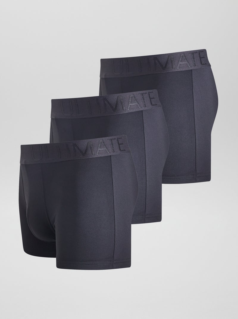 Setje van 3 boxershorts van stretch microvezel ZWART - Kiabi