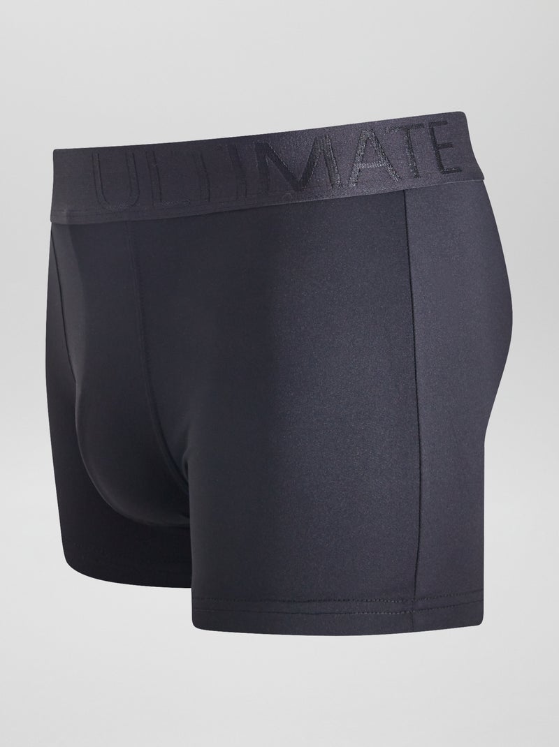 Setje van 3 boxershorts van stretch microvezel ZWART - Kiabi