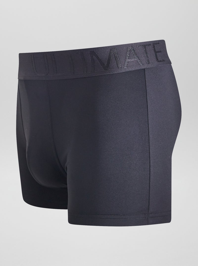 Setje van 3 boxershorts van stretch microvezel ZWART - Kiabi