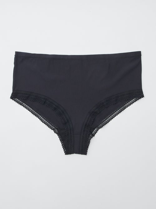 Setje van 3 geribde slips met kant - Kiabi