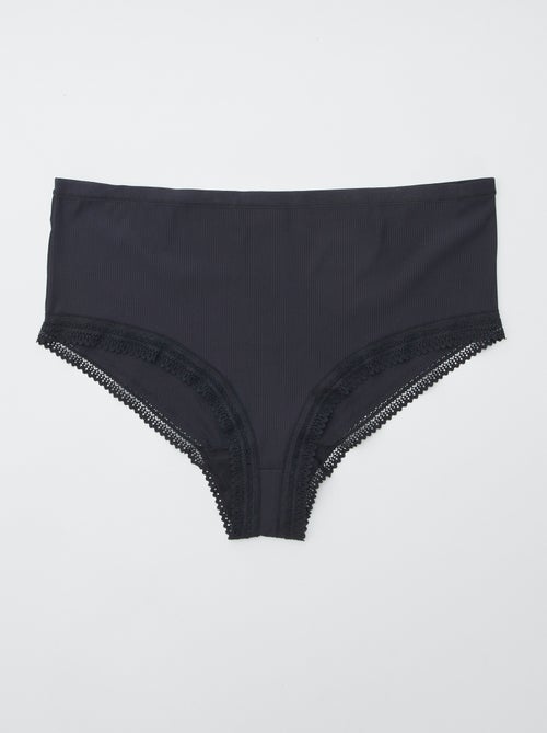 Setje van 3 geribde slips met kant - Kiabi