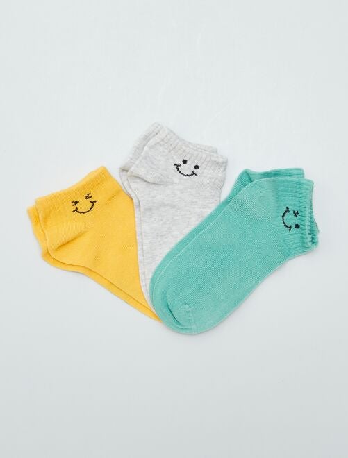 Setje van 3 paar onzichtbare sokken met smiley - Kiabi