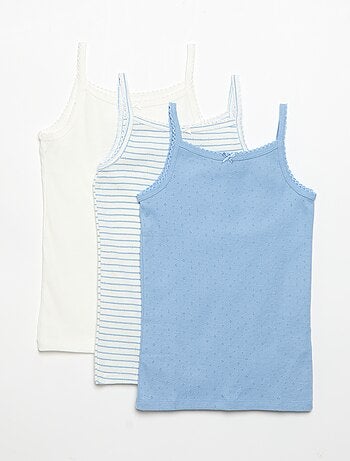 Setje van 3 singlets met fijn ajourmotiefje