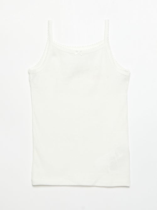 Setje van 3 singlets met fijn ajourmotiefje - Kiabi