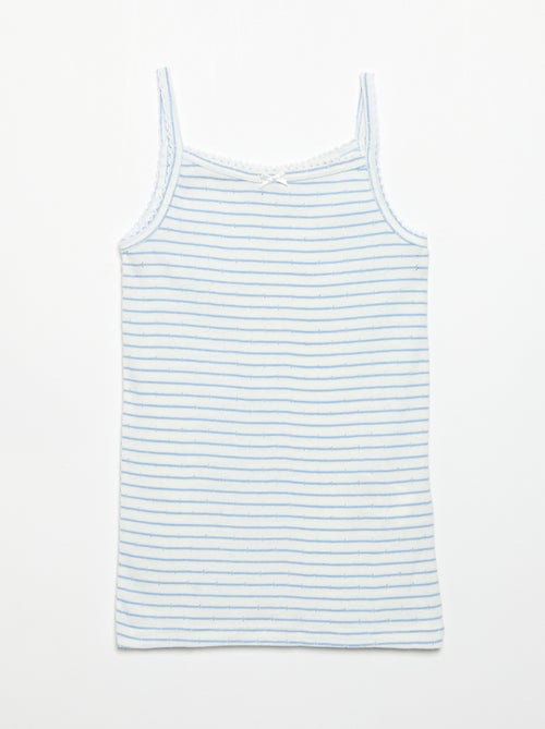 Setje van 3 singlets met fijn ajourmotiefje - Kiabi
