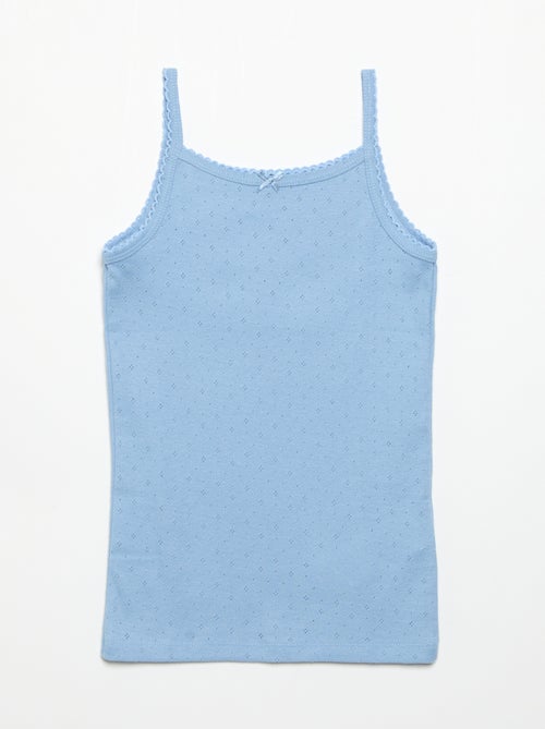 Setje van 3 singlets met fijn ajourmotiefje - Kiabi