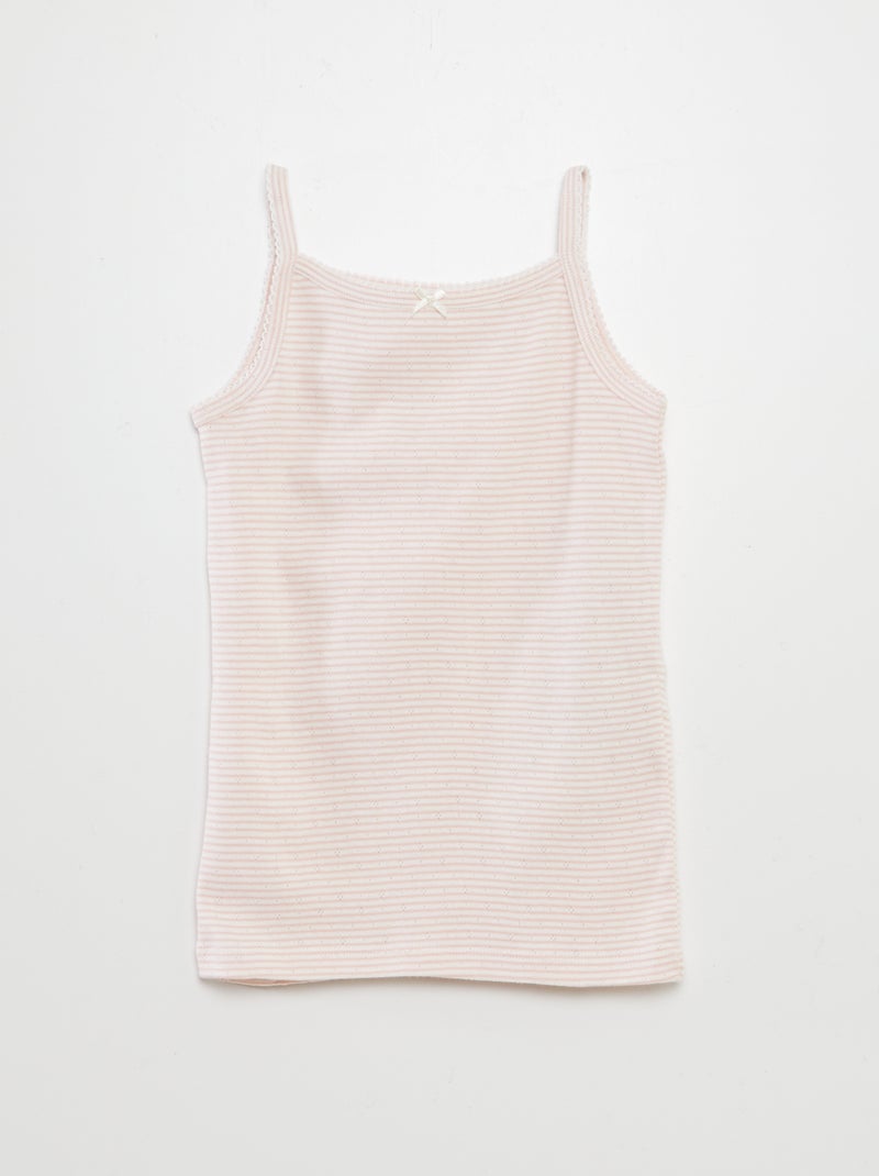 Setje van 3 singlets met fijn ajourmotiefje ROSE - Kiabi