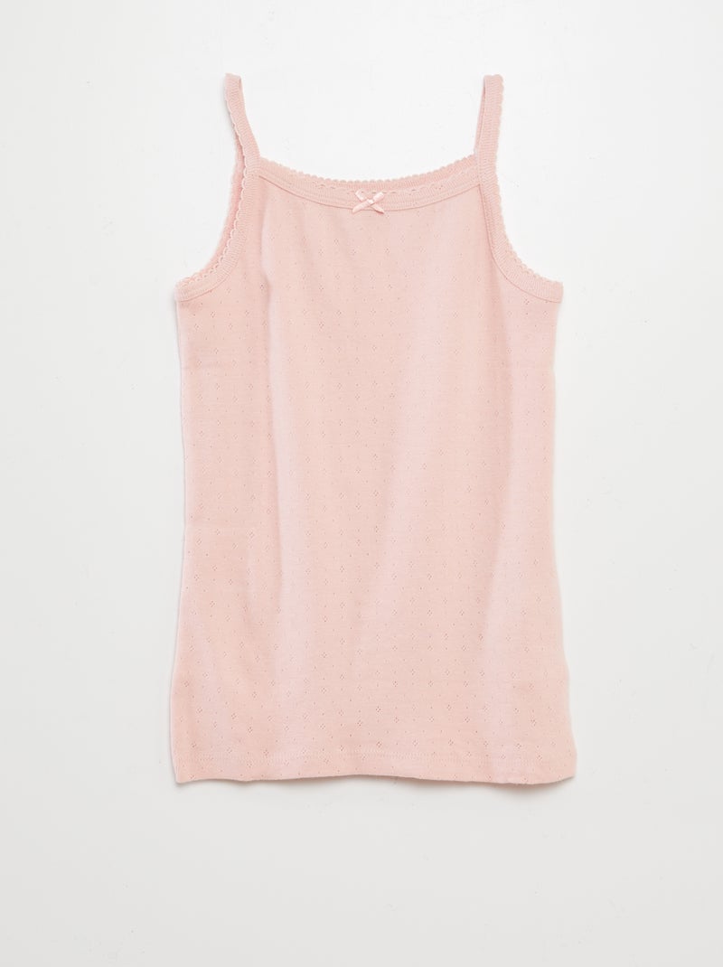 Setje van 3 singlets met fijn ajourmotiefje ROSE - Kiabi