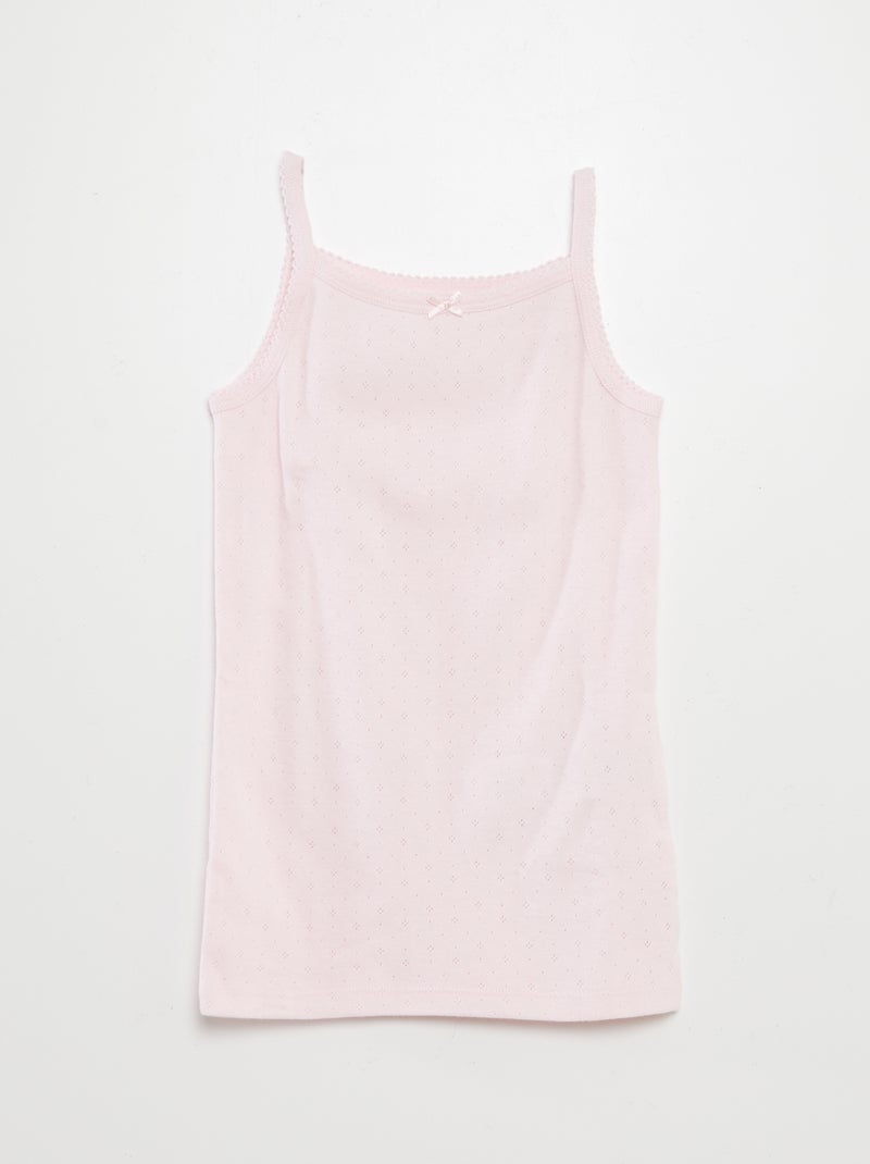 Setje van 3 singlets met fijn ajourmotiefje ROSE - Kiabi