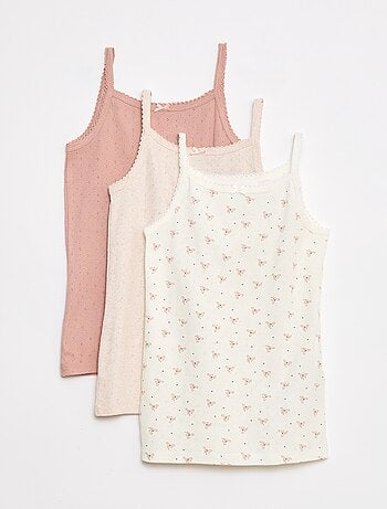 Setje van 3 singlets met fijn ajourmotiefje