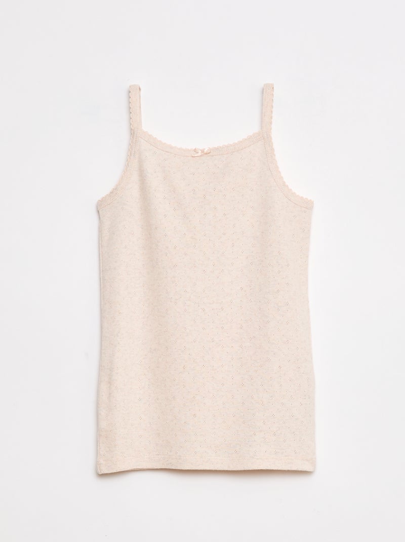 Setje van 3 singlets met fijn ajourmotiefje Wit - Kiabi