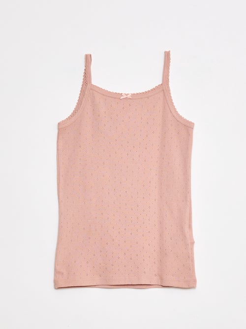 Setje van 3 singlets met fijn ajourmotiefje - Kiabi