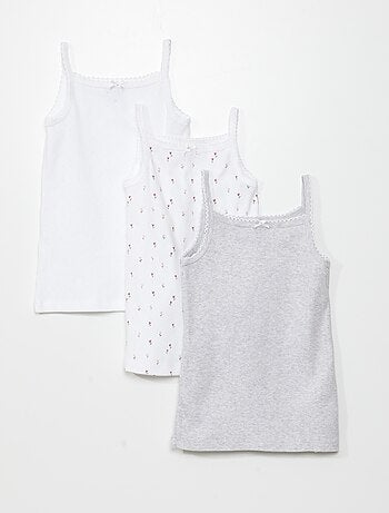 Setje van 3 singlets met fijn ajourmotiefje