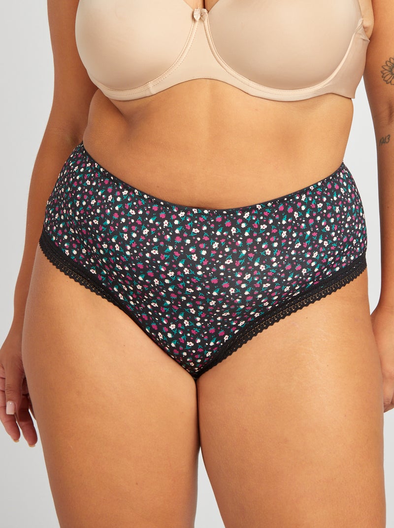 Setje van 3 slips met print ZWART - Kiabi