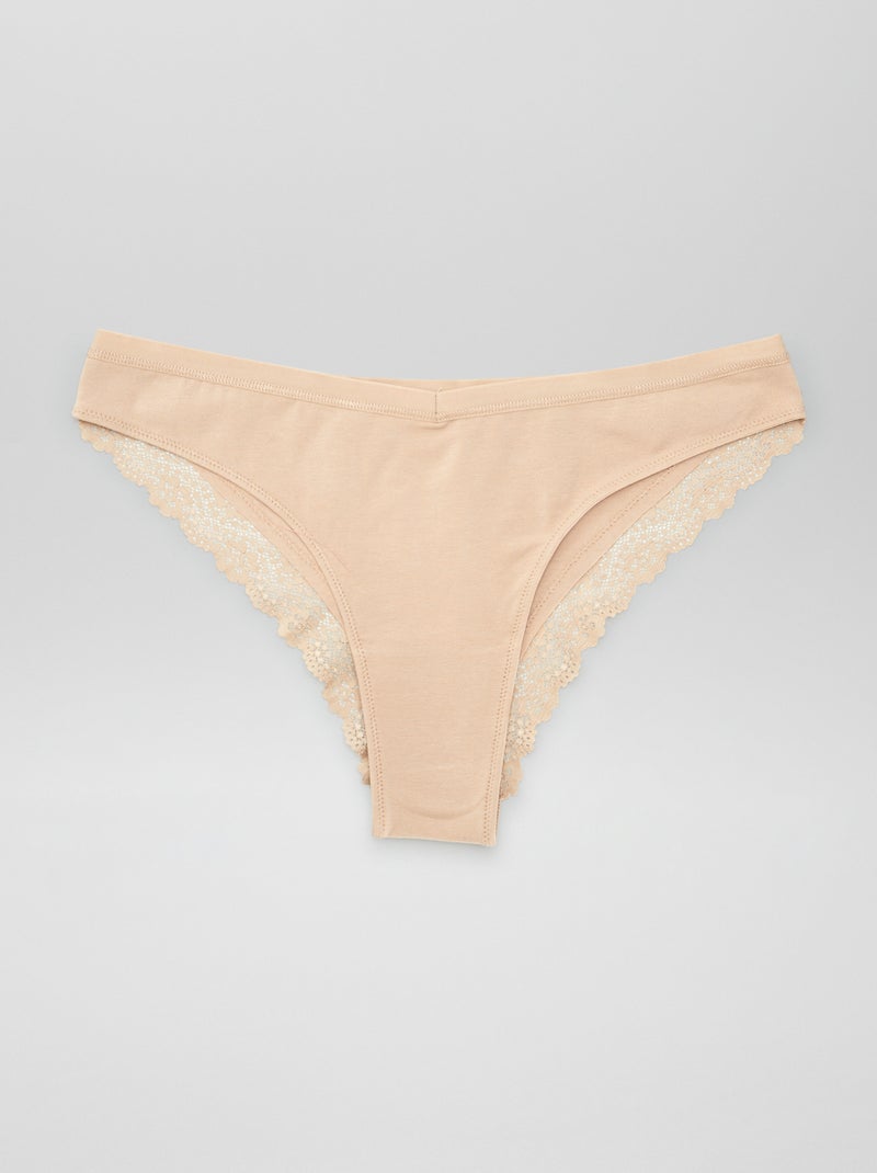 Setje van 3 tangaslips met kant - Zwangerschapsmodel BIEGE - Kiabi