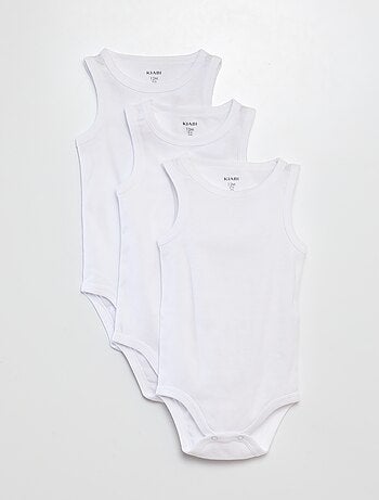 Setje van 3 witte body's met brede bandjes