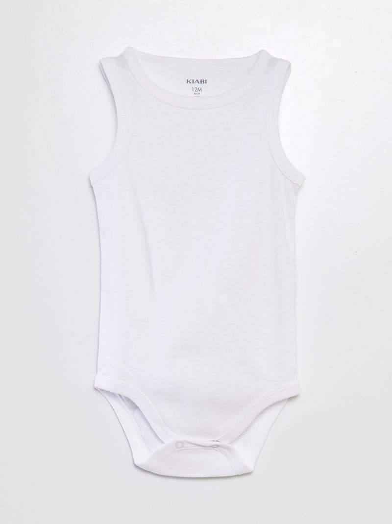 Setje van 3 witte body's met brede bandjes WIT - Kiabi