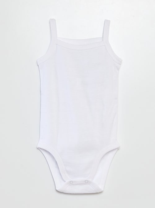 Setje van 3 witte body's met smalle bandjes - Kiabi