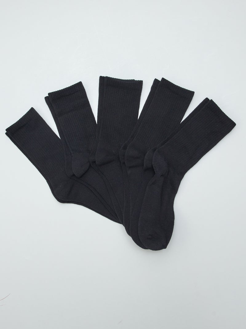 Setje van 5 paar hoge sokken van tricot ZWART - Kiabi