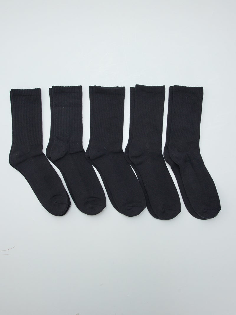 Setje van 5 paar hoge sokken van tricot ZWART - Kiabi