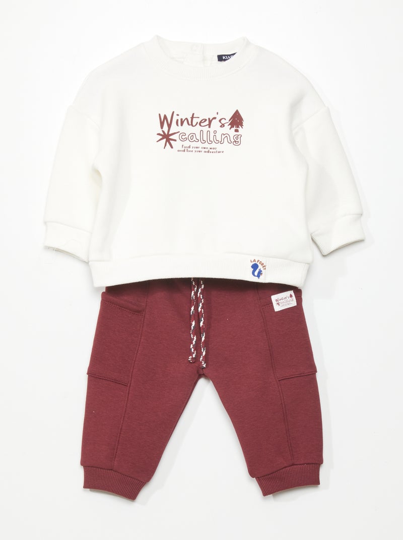 Setje van joggingstof | Sweater + joggingbroekje 2-delig WIT - Kiabi