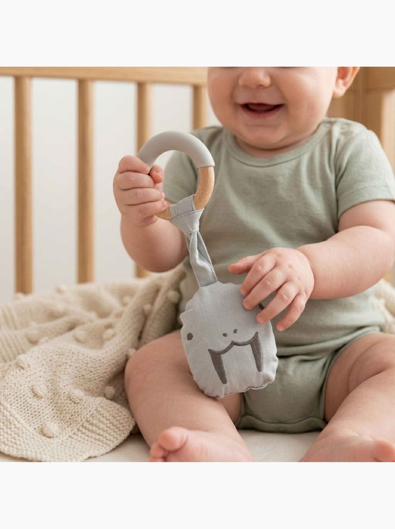Sevira kids | anneau de dentition bébé bois et silicone jouet d'éveil Gris - Kiabi