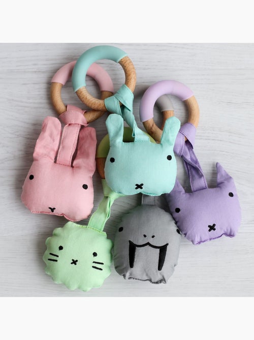 Sevira kids | anneau de dentition bébé bois et silicone jouet d'éveil - Kiabi