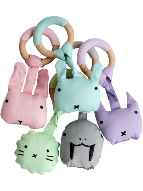 Sevira kids | anneau de dentition bébé bois et silicone jouet d'éveil - Kiabi