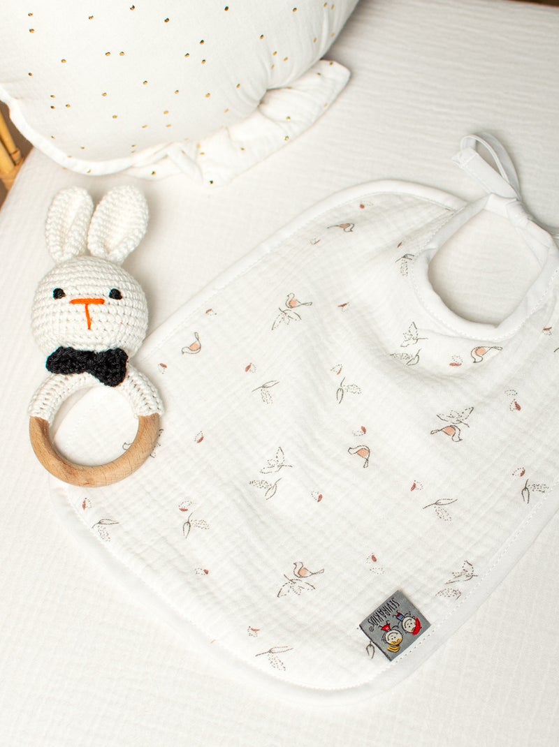 Sevira kids | bavoir à nouer en gaze de coton melody Blanc - Kiabi